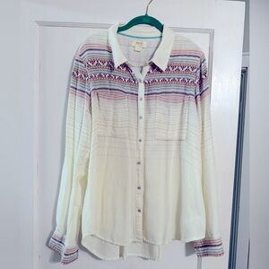 Anthropologie Maeve woven button down shirt Sz 16